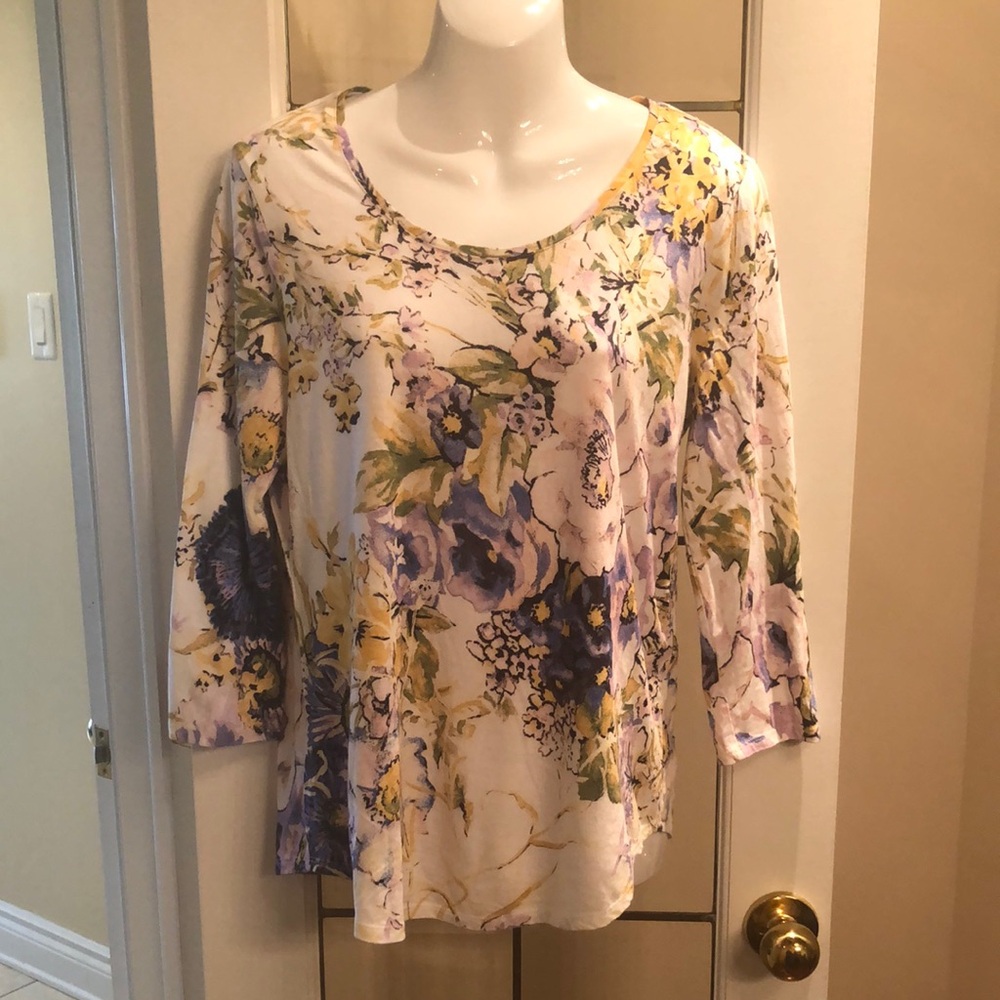 Chico’s Floral Scoop Neck Top